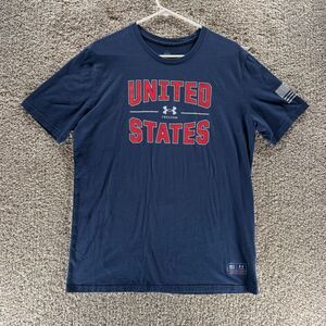 Under Armour Shirt Mens Large Blue‎ United Stated Freedom Short Sleeve Flag Logo